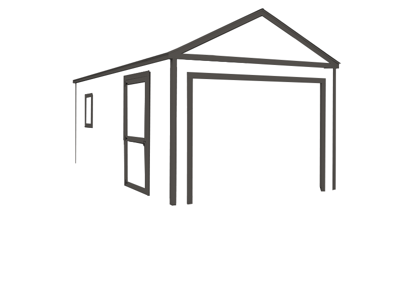 garage with grey siding