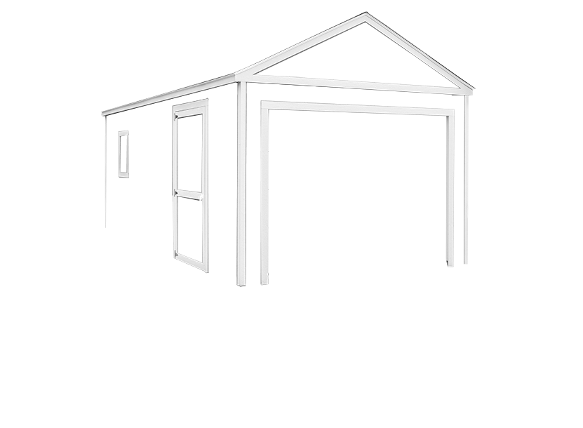 garage with white siding