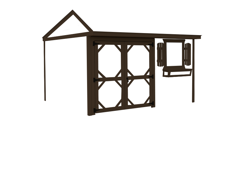 garden shed with brown trim