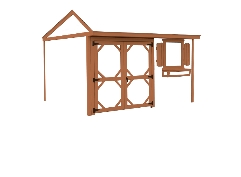garden shed with cedar trim