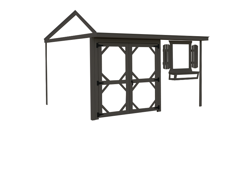 garden shed with grey trim