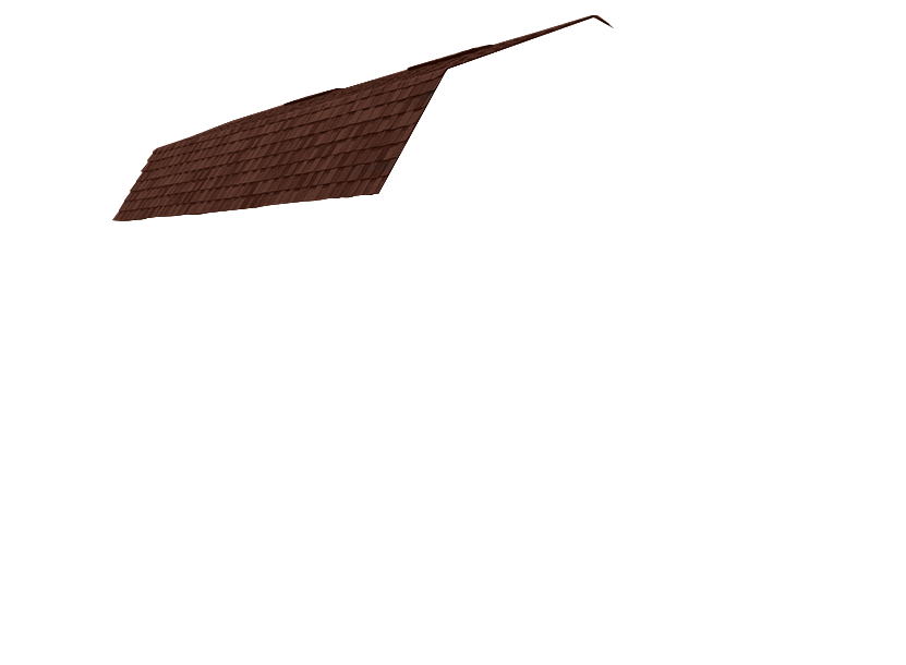 lofted garage with brown roof