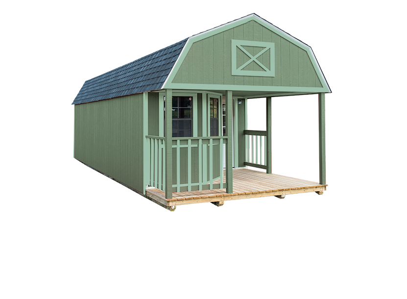 premium lofted cabin green siding