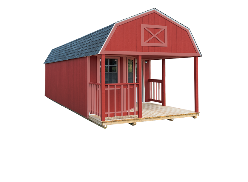 premium lofted cabin red siding
