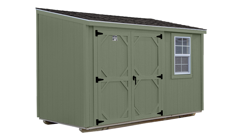 Slimshed with green siding