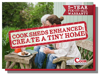 You may be wanting to downsize, but it seems impossible. Cook sheds are here to help! Download our free guide to creating a tiny home from a Cook Portable Warehouse.