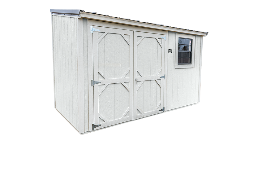 slimshed with white siding