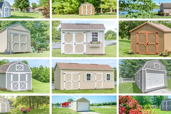 A variety of shed styles 