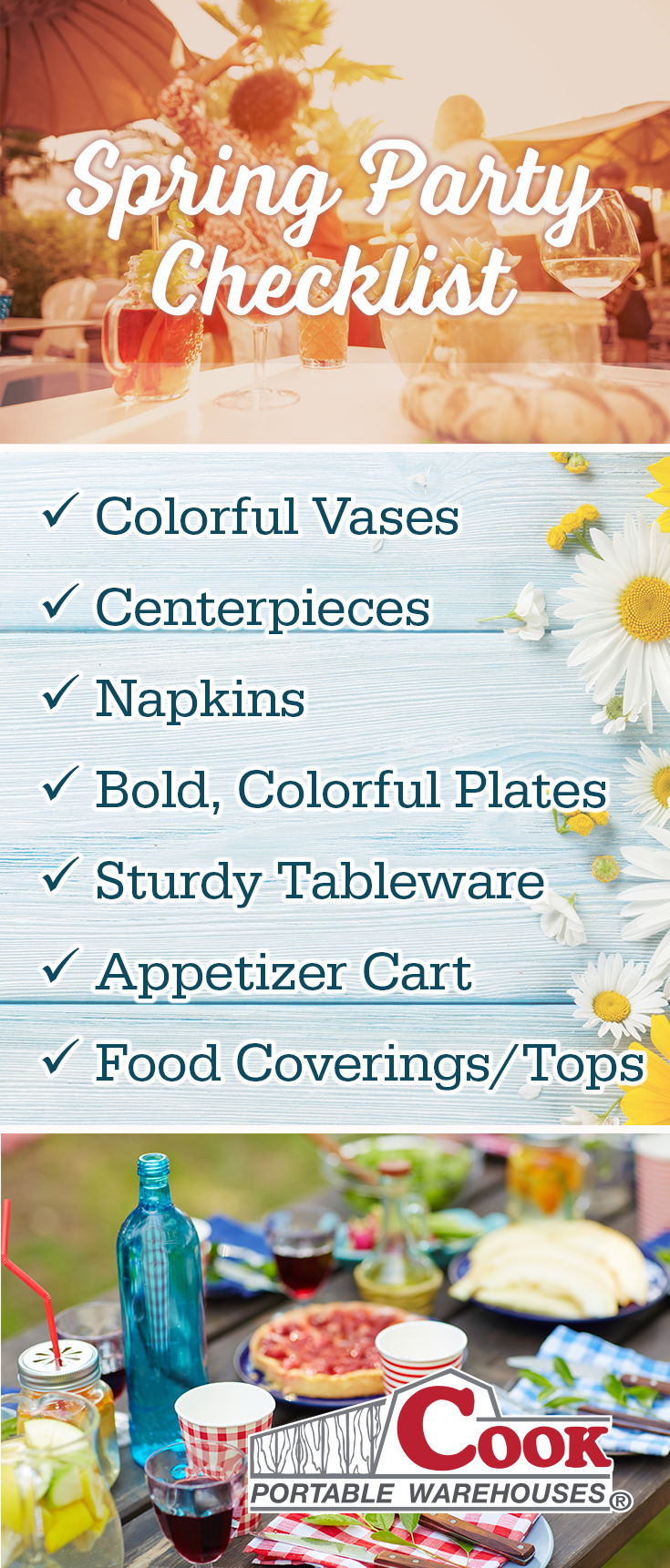 Spring Party Checklist from Cook Portable Warehouses